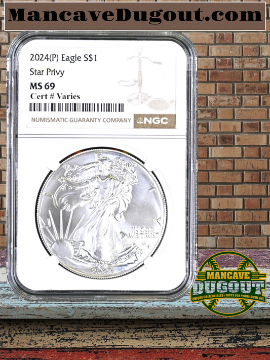 2024 P Silver Eagle with Star Privy NGC MS69 with Brown Label