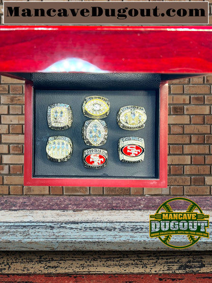 San Francisco 49ers Souvenir 7-Ring Set - with display case