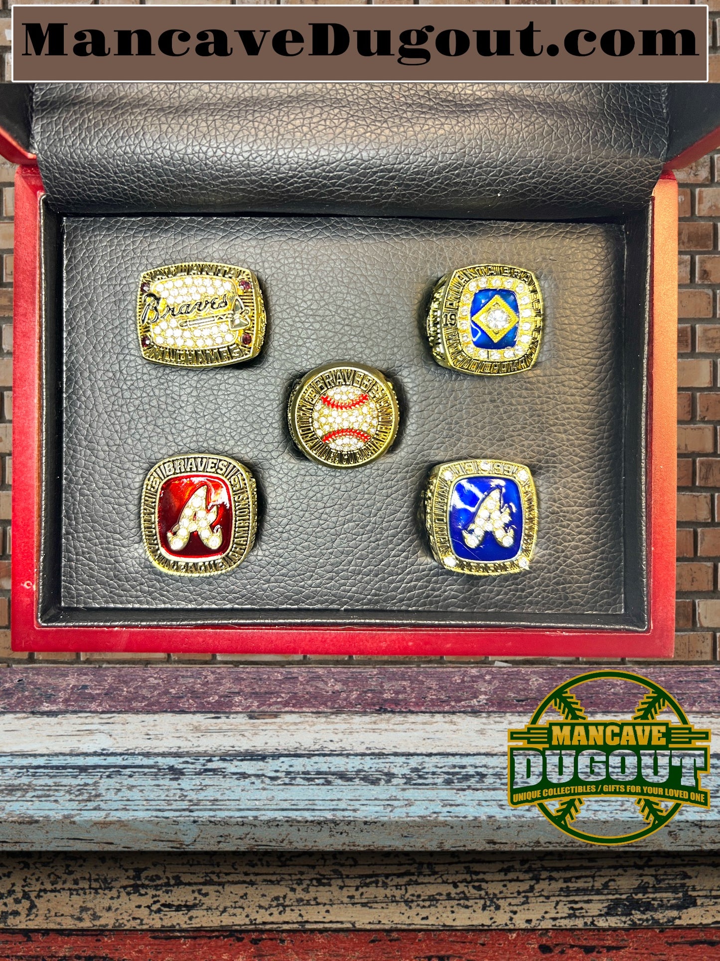 Atlanta Braves 5-Ring Souvenir Ring Set - with Display Box