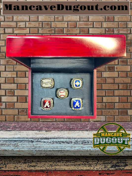 Atlanta Braves 5-Ring Souvenir Ring Set - with Display Box