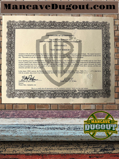 Animaniacs-Orig. Animation Cel-Yakko, Wakko, Dot-Toy Shop Terror-Signed-RARE