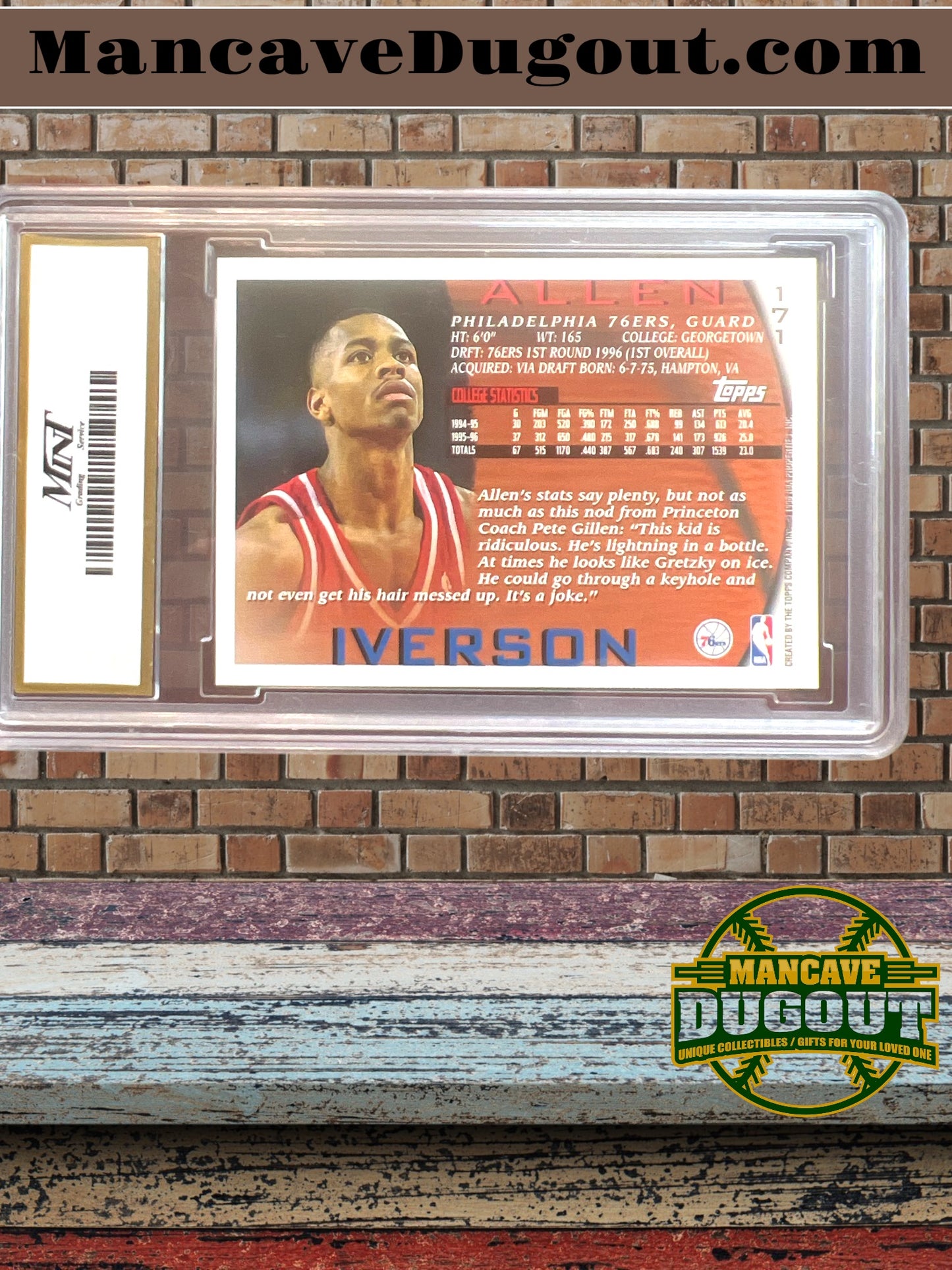 1996 Topps Allen Iverson #171-Gem Mint 10