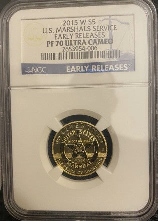 2015-W U.S. Marshals Service NGC Early Releases Set PF70 Gold-Cameo