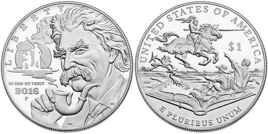 2016 P Mark Twain $1 Silver Dollar MS/UNC Commemorative Coin w/Box & COA