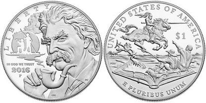 2016 P Mark Twain $1 Silver Dollar MS/UNC Commemorative Coin w/Box & COA