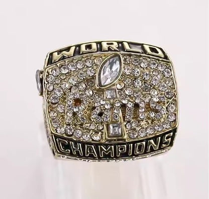 1999 NFL St. Louis Rams Championship Ring Classic Alloy Diamond Cluster Ring - With Display Case - REPLICA