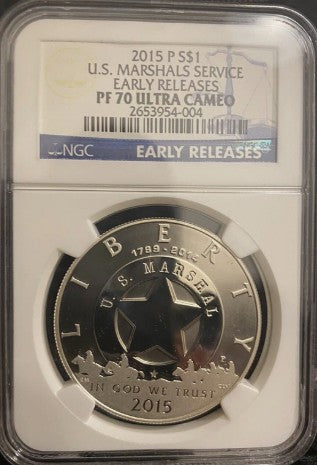 2015 US Marshals Service Silver Dollar – PF 70 – Ultra Cameo