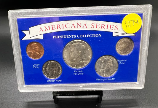 Presidents collection Americana series 5 coin1964 90% Silver 50 25 10 Cent TONED