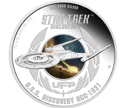 2018 Star Trek Discovery Michael Burnham U.S.S.-103 -Two 1oz. Silver Coin Set -Light Up Transporter