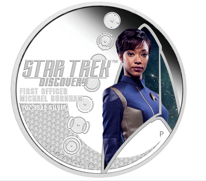 2018 Star Trek Discovery Michael Burnham U.S.S.-103 -Two 1oz. Silver Coin Set -Light Up Transporter