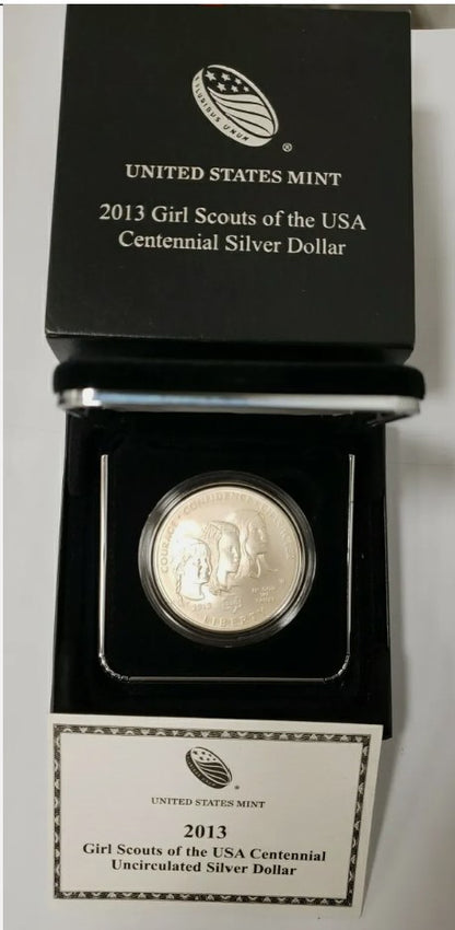 2013 Girl Scout of the USA Centennial Uncirculated silver dollar coin