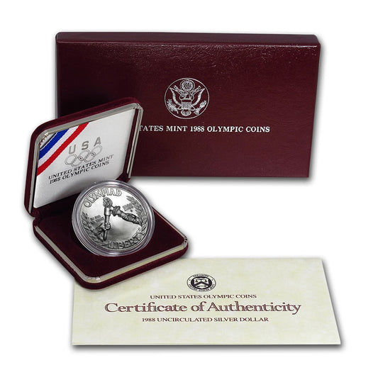 1988-S Olympic $1 Silver Commemorative Uncirculated (w/Box & COA)