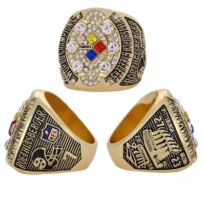 2008 - Super Bowl Football Rings NFL Pittsburgh Steelers Championship Ring - Roethlisberger - REPLICA