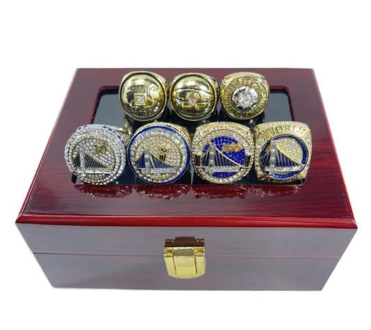 Golden State Warriors - Championship 7 Replica Ring Set W Wood Box.