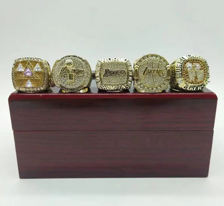 5 Rings Set Los Angels Lakers Championship Ring Set with Display Box