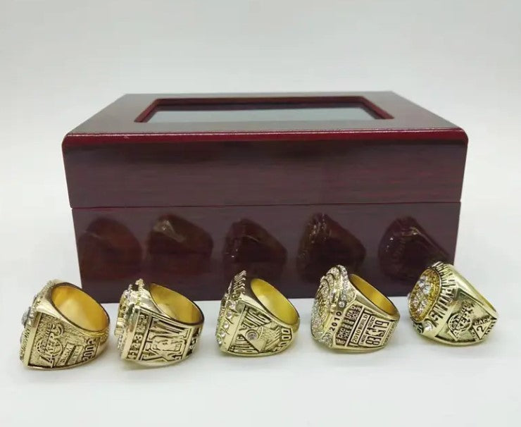 5 Rings Set Los Angels Lakers Championship Ring Set with Display Box