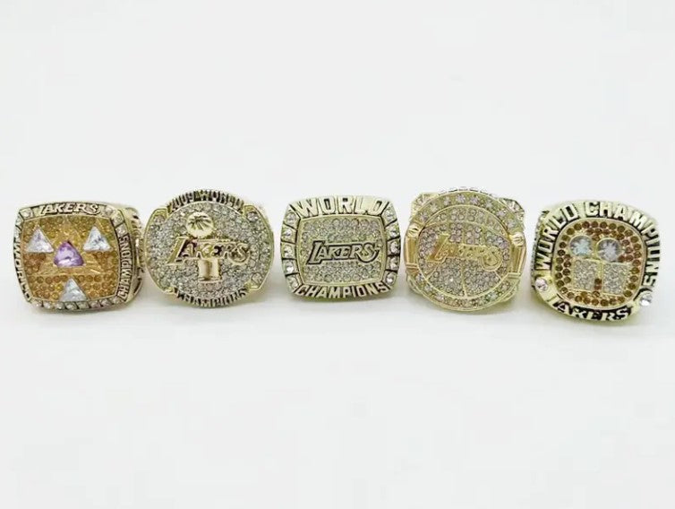 5 Rings Set Los Angels Lakers Championship Ring Set with Display Box