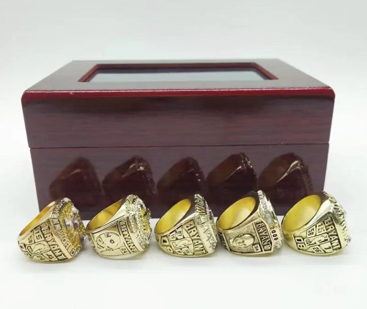 5 Rings Set Los Angels Lakers Championship Ring Set with Display Box