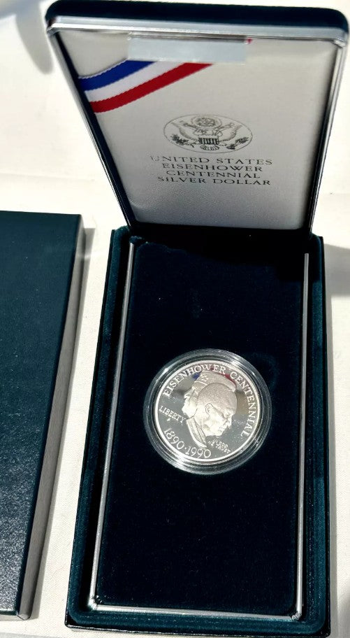 1990 US Mint Eisenhower Centennial Proof Silver Dollar OGP