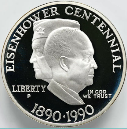 1990 US Mint Eisenhower Centennial Proof Silver Dollar OGP