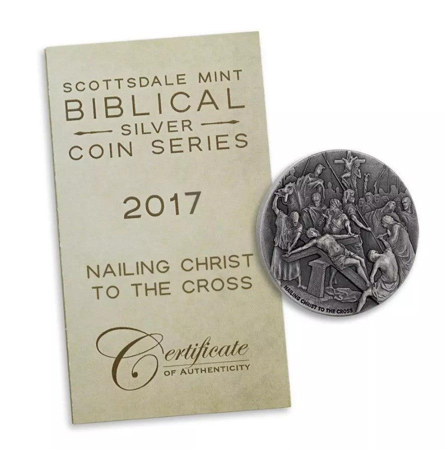 2017 2 oz .999 Silver Coin - Nailing Christ to the Cross - Biblical Series