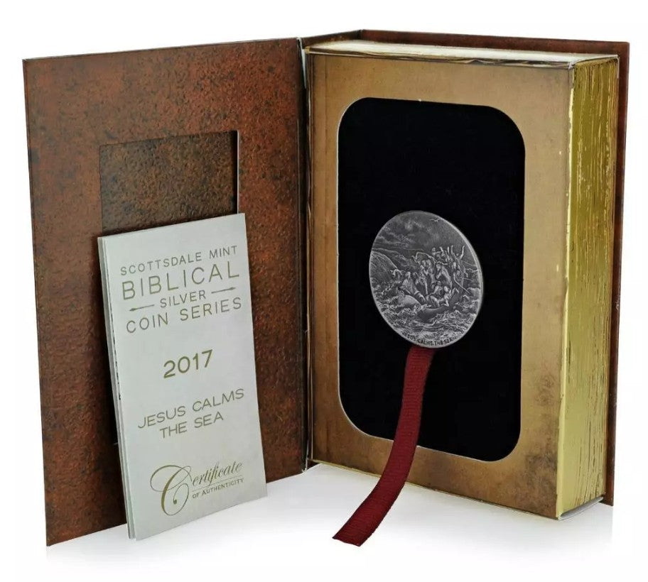 2017 2 oz .999 Silver Coin Jesus Calms the Sea - Biblical Coin Series