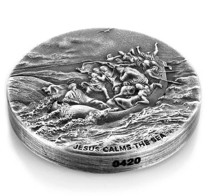 2017 2 oz .999 Silver Coin Jesus Calms the Sea - Biblical Coin Series