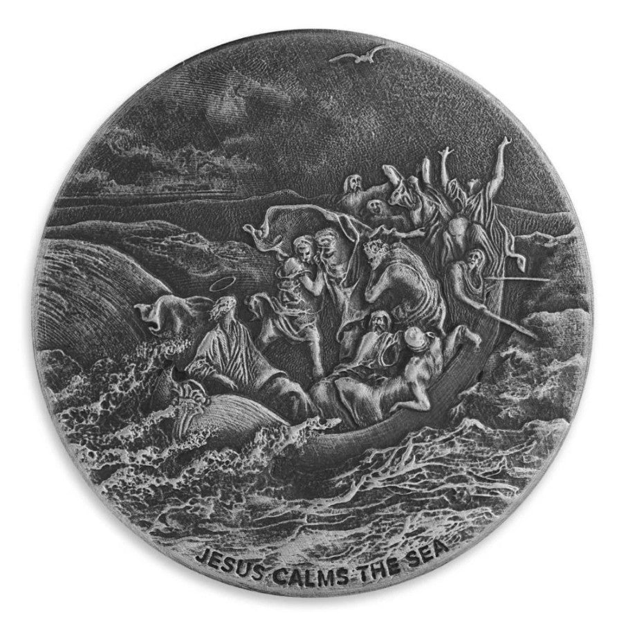 2017 2 oz .999 Silver Coin Jesus Calms the Sea - Biblical Coin Series