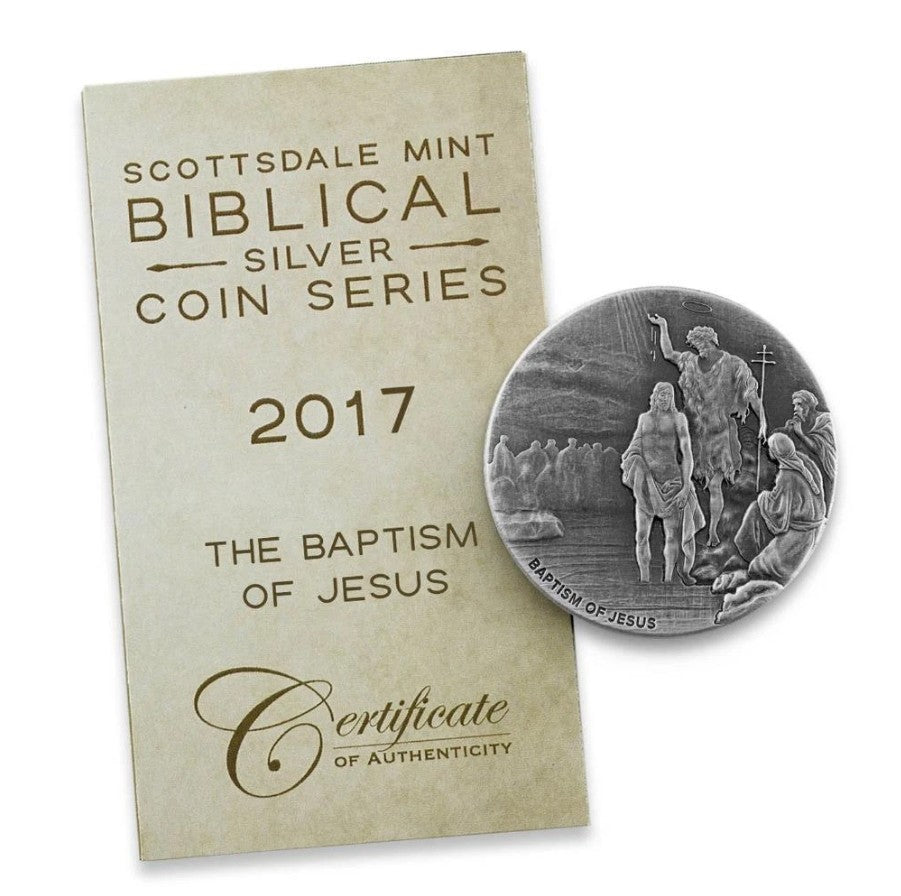 2017 2 oz .999 Silver Coin - Baptism of Jesus - Biblical Coin Series