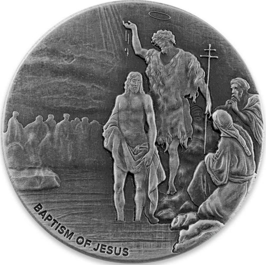 2017 2 oz .999 Silver Coin - Baptism of Jesus - Biblical Coin Series