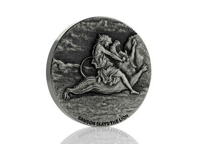 2019 2 oz .999 Silver Coin - Samson Slays the Lion - Biblical Coin Series