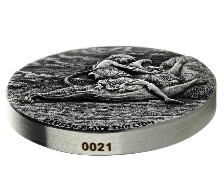 2019 2 oz .999 Silver Coin - Samson Slays the Lion - Biblical Coin Series