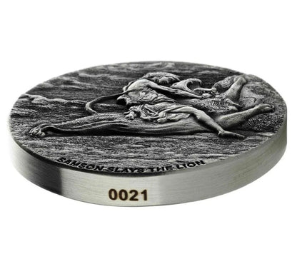 2019 2 oz .999 Silver Coin - Samson Slays the Lion - Biblical Coin Series