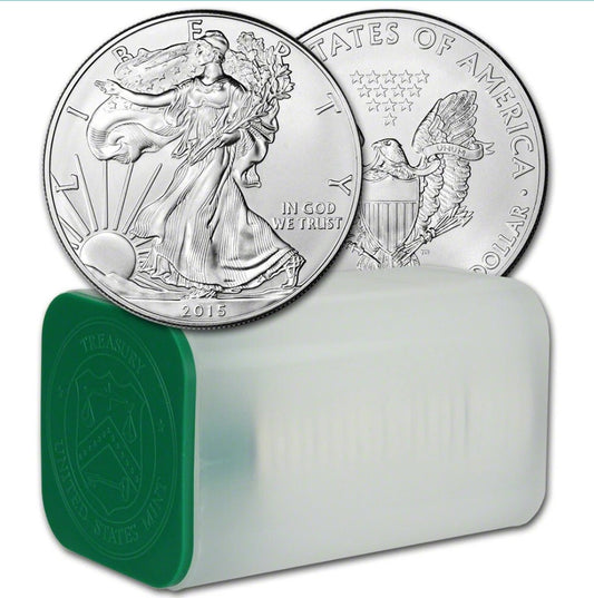2015 American Silver Eagle 1 oz $1 - 1 Roll - Twenty 20 BU Coins in Mint Tube