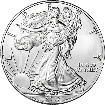 2017 American Silver Eagle 1 oz $1 - 1 Roll - Twenty 20 BU Coins in Mint Tube