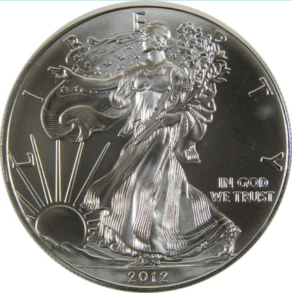 2012 UNCIRCULATED AMERICAN SILVER EAGLE, 1oz 0.999 FINE SILVER