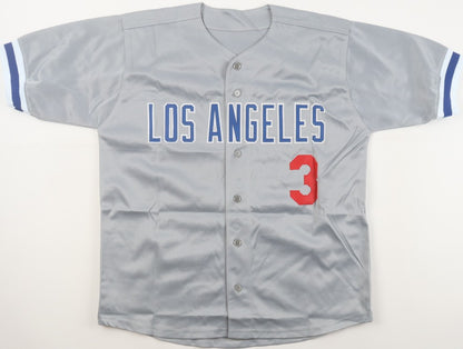 Steve Sax Signed Career Highlight Stat Jersey (PSA) - LA Dodgers