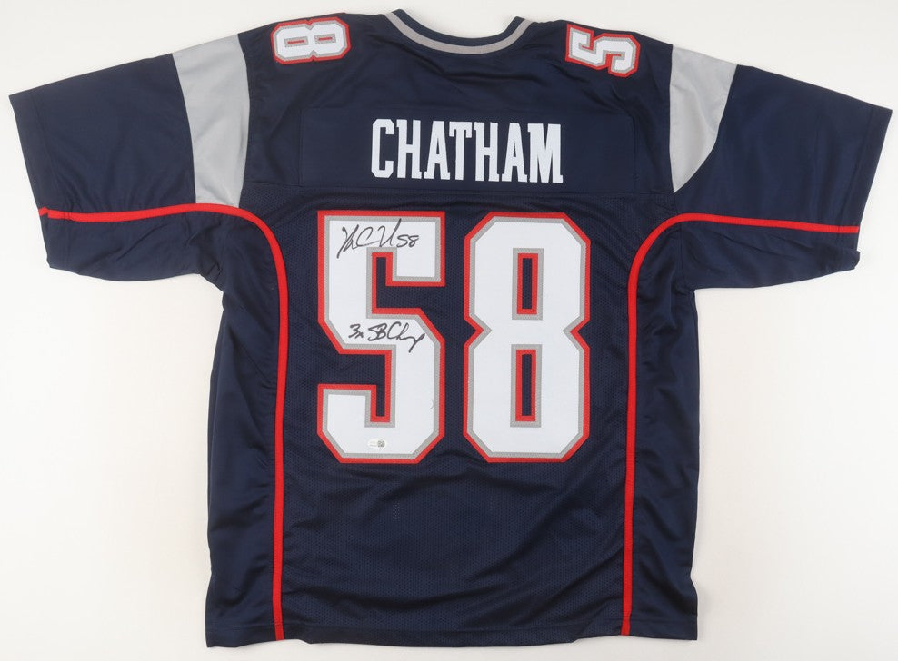 Matt Chatham Signed Jersey Inscribed "3x SB Champ" (JSA) - New England Patriots