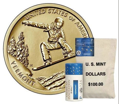 2022 (VT) American Innovation Dollar US MINT P $100 Coin Bag