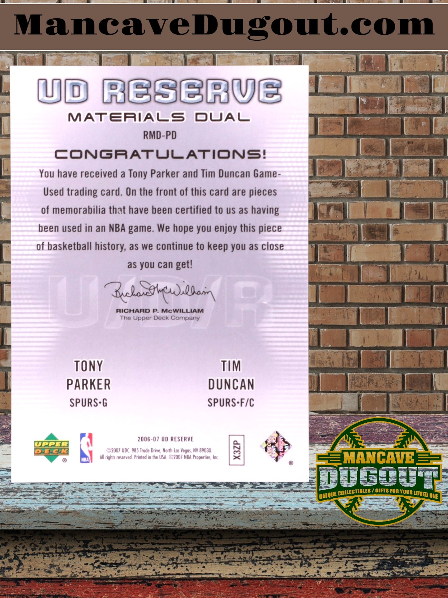 2006-07 - Tony Parker / Tim Duncan UD Reserve Materials Dual #PD #38/50