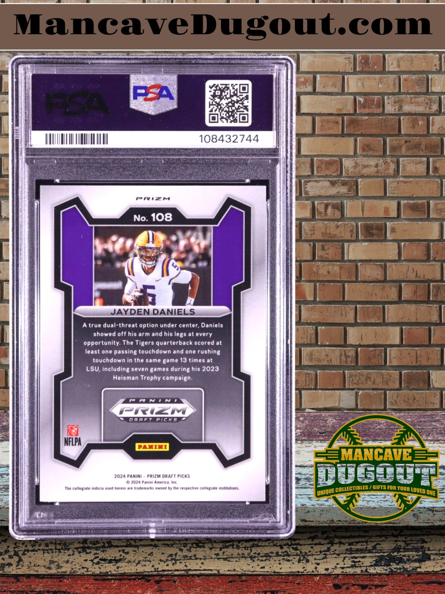 2024 Jayden Daniels Panini Prizm Draft Picks Prizms Purple Wave #108 RC (PSA 10)