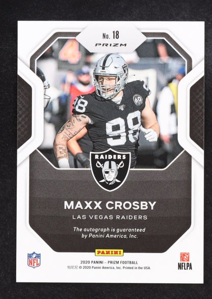 2020-Maxx Crosby Panini Prizm Sensational Signatures Prizm Pink #18