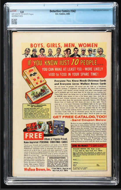 1965 "Detective Comics" Issue #342 DC Comic Book (CGC 5.0)