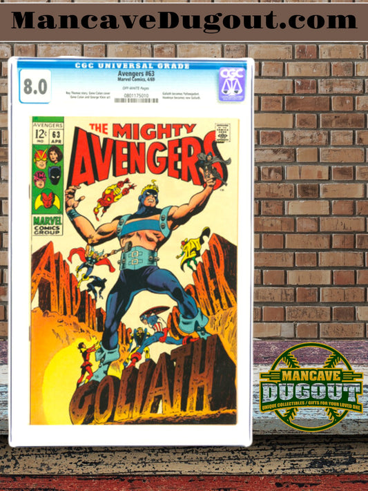 The Avengers #63 (Marvel, 1969) — CGC 8.0 VF (Off White Pages) - Hawkeye Becomes Goliath