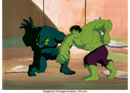 The Incredible Hulk "Return of the Beast, Part 2" Abomination and Hulk Fighting Production Cel (Marvel, 1996).