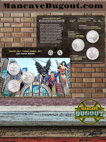 2025 Comic Art Three Medal Set – Super Heroes – U.S. Mint