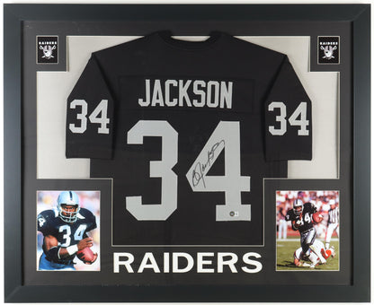 Bo Jackson Signed Custom Framed Jersey Display (Beckett) - Los Angeles Raiders