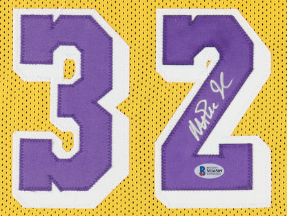 Magic Johnson Signed Custom Framed Jersey Display (Beckett) - Los Angeles Lakers