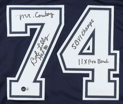 Bob Lilly Signed Jersey Inscribed "HOF '80" and Multiple Inscriptions