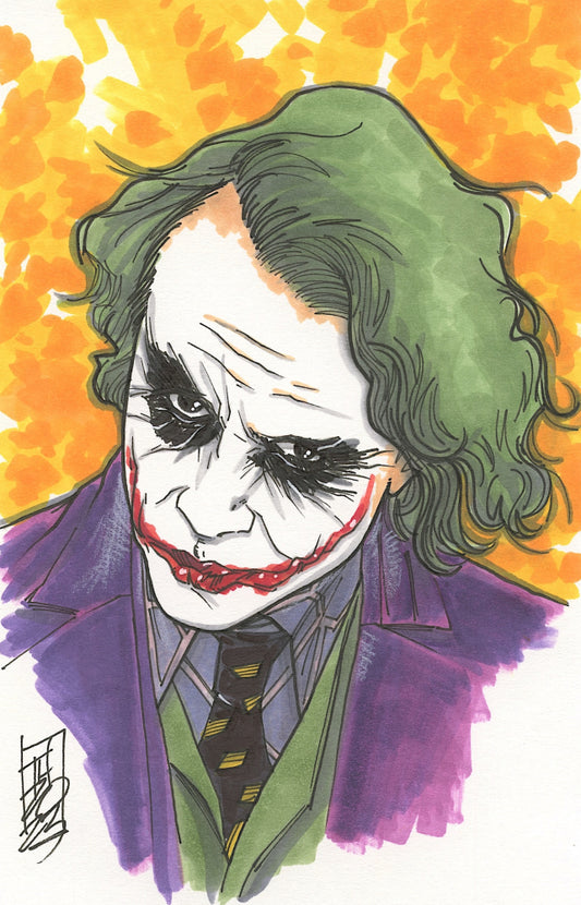 The Joker" Heath Ledger | Batman | DC Comics Hand Drawn Sketch by Tom Hodges – 1of1!!!